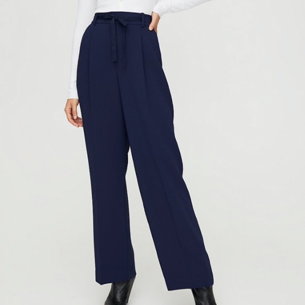 Aritzia Wilfred Jacqueline Front Tie Pants Black Womens Dress Pants size L  $148